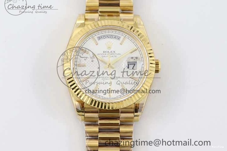 MiroTime 0121 Day Date 40mm YG 904L Steel TWF 1:1 Best Edition White Dial on YG Bracelet A FreshLook 2368